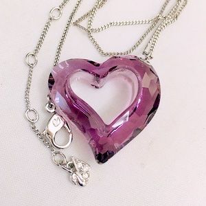 Retired SWAROVSKI 💜 Purple Lilac Crystal Heart Necklace